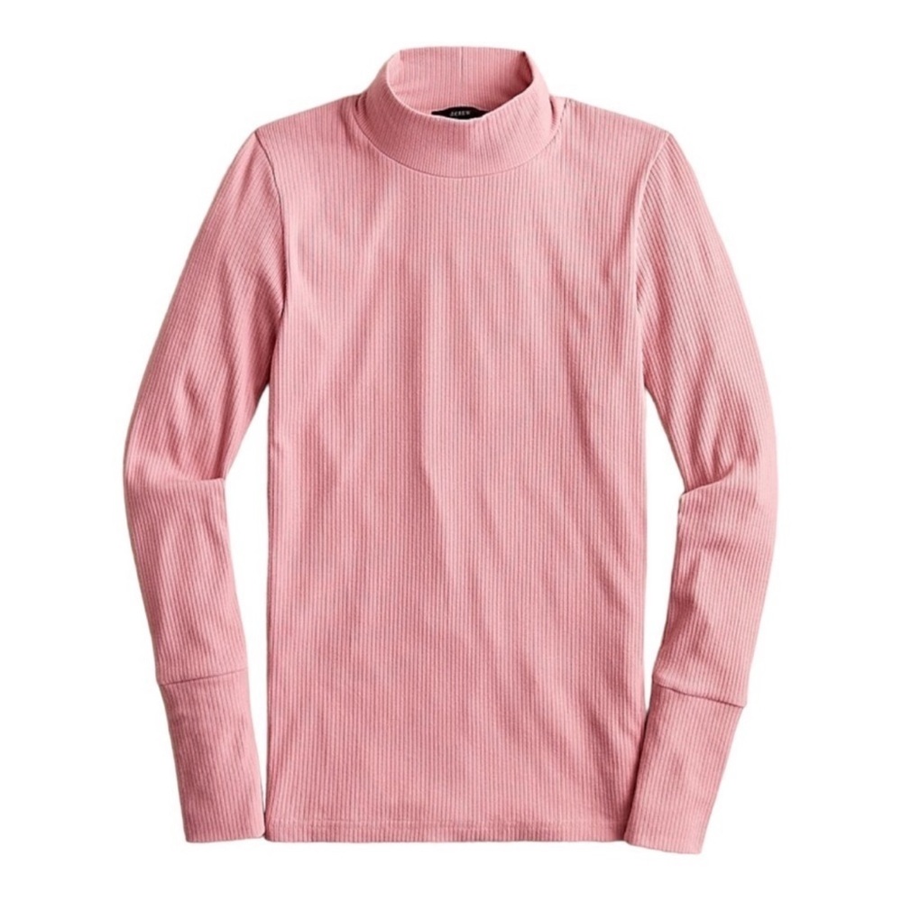 J. Crew Pink Ribbed Stretch Mockneck ftop in Washed Peony Pink size XXL NWOT